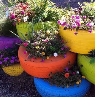 recycler vieux pneus en jardinière