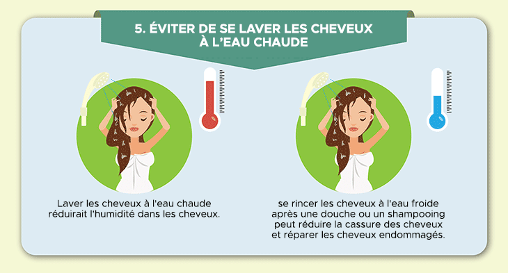 éviter de se laver les cheveux à l'eau chaude