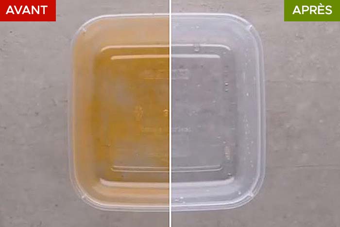 boite alimentaire nettoyée : avant / après