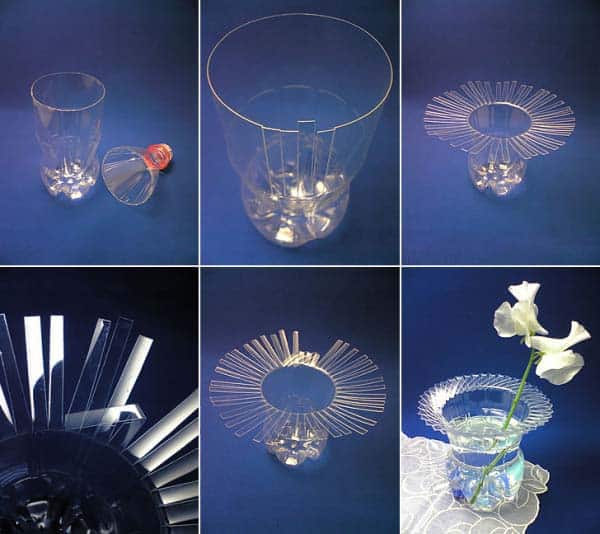 decoratieve vaas met plastic flessen