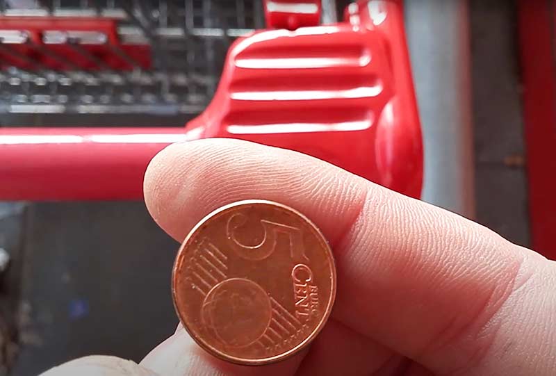verwijder een winkelwagen met een munt van 5 cent