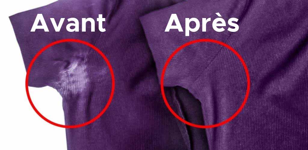 Taches blanches de déodorant : avant et après nettoyage