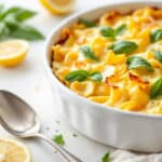 Gratin de pâtes ricotta-citron-basilic : une explosion de crémeux sans œufs ni crème à tester ce soir