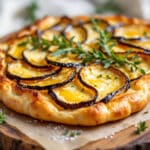 Incroyablement croustillante, cette tarte fine à l’aubergine et au thym est idéale pour un déjeuner ou un dîner estival réussi !