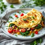 Ultra moelleuse et pleine de surprises : l’omelette du soir à tout improviser avec les restes du frigo