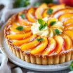 Craquante et onctueuse, la tarte aux pêches et fromage blanc qui sent bon l’été et régale en un clin d’œil