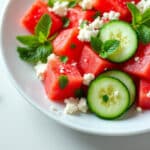 La salade ultra-fraîche qui met tout le monde d’accord : pastèque, feta, concombre et menthe en dix minutes top chrono
