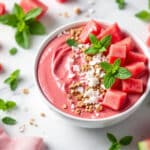 Frais, crémeux et prêt en 5 minutes : le smoothie bowl pastèque-menthe qui réveille le matin sans sucre ajouté