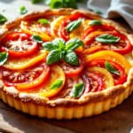 Ultra-moelleuse, dorée et pleine de soleil, cette tarte à la tomate est aussi incroyablement simple à préparer !